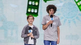 Jacob Tremblay and Nathaniel Newman speak together onstage at WE Day Seattle [upl. by Aehtorod]