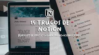 15 TRUCOS y TIPS para NOTION 📚 l playlist de Spotify íconos minimalistas dark mode [upl. by Baiel]