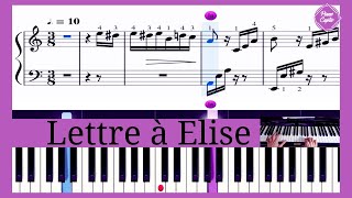 tutoriel piano facile LA LETTRE A ELISE aide solfège [upl. by Freddie]