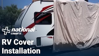 How to Install a Travel Trailer or RV Cover  National Covers [upl. by Keare]