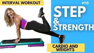 Step and Strength with weights  Step aerobics workout 💦 132136 bpm 115 [upl. by Datha50]