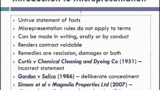 Misrepresentation Lecture 1 of 4 [upl. by Eneg]