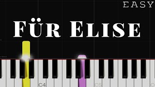 Für Elise  Beethoven  EASY Piano Tutorial [upl. by Atteuqal586]